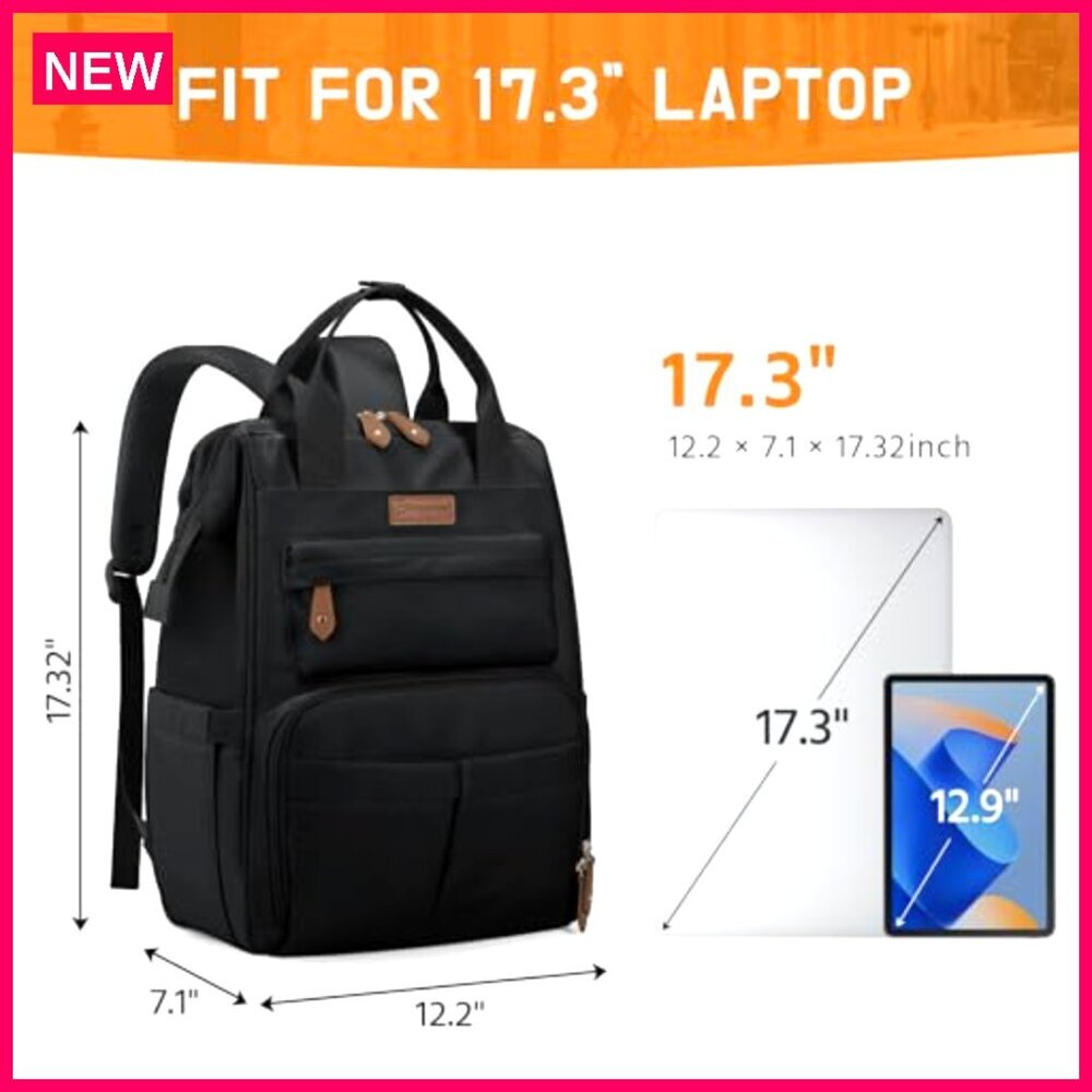 Large 17.3 Inch Laptop Backpack Waterproof Anti-theft Travel Work Bag - Picture 5 of 7